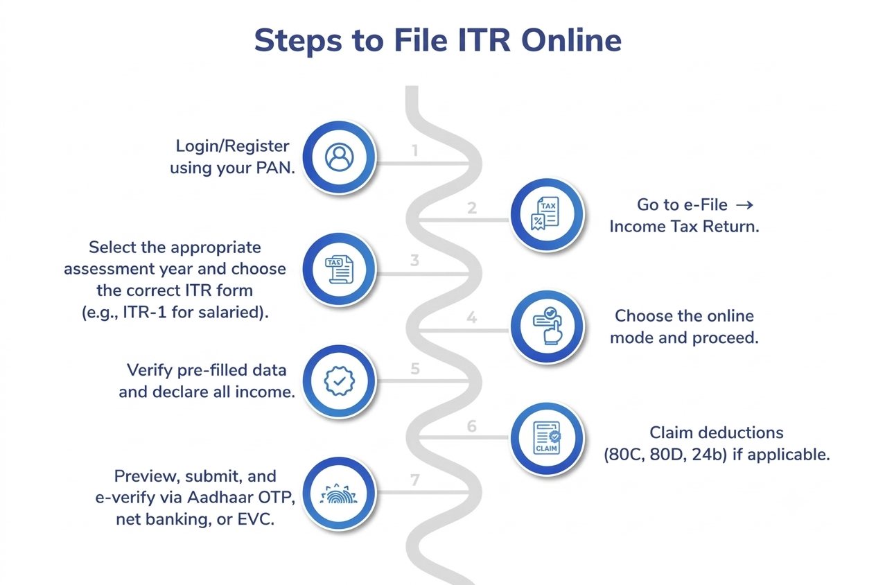 Steps to file ITR